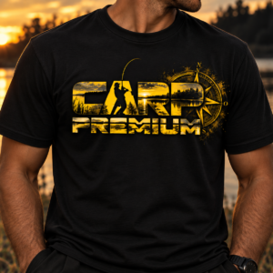 CARP PREMIUM Camiseta Color negro (Logo Brujula)
